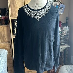 Jones New York Signature Black Embellished Sweater - XL